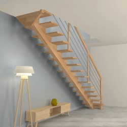 Escalier Droit sur mesure - Modèle escalier limon central bois et poteaux bois | OéBa