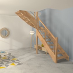 Escalier quart tournant sur-mesure en bois modèle contemporain