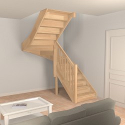 Escalier demi tour sur-mesure en bois