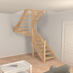 Escalier sur-mesure en bois de forme demi tournant sans contremarche