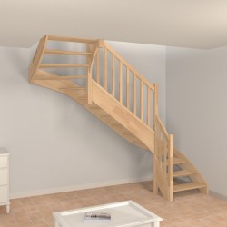 Escalier 2 4 tournant sur mesure en bois, avec ou sans contremarche