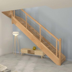 Escalier 1 4 tournant haut en bois avec contremarches